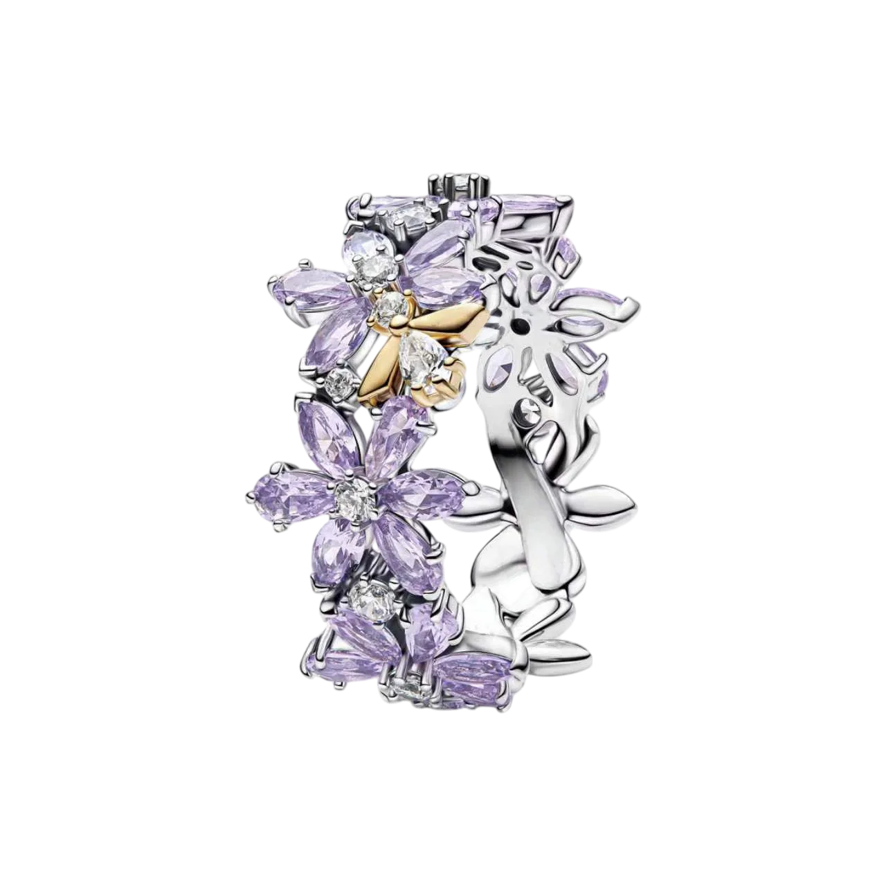 S925 Silver Diamond Love Cuban Ring Bow Peach Blossom Bee Ring Ice Linghua Trendy Fashion Ring