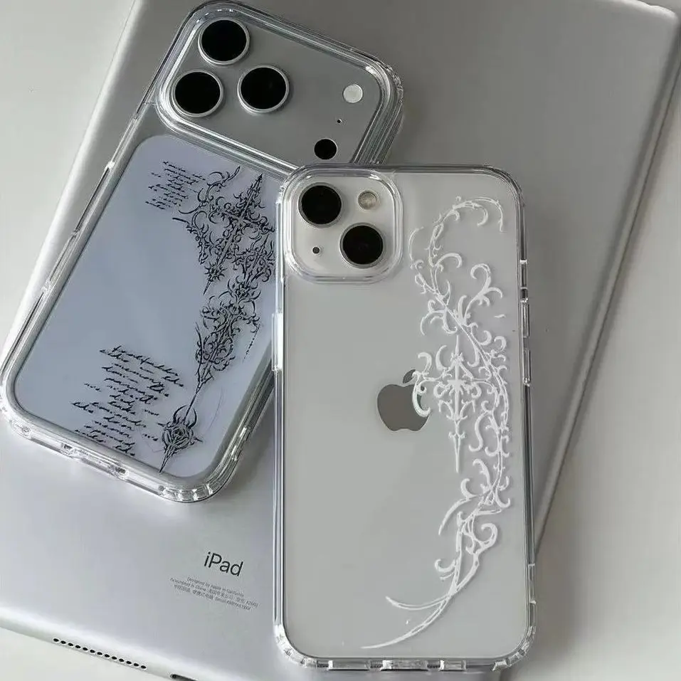 Coque de téléphone coréenne à motifs de niche avancés pour iPhone Ultra 18 17A 16 15 14 13 12 11 Pro max 7 8 Plus XR XS MAXY2K ﻿