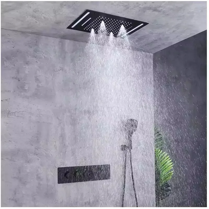 الفاخرة السقف شنت دش خلاط مجموعة LED شلال الحمام دش مجموعة سهلة التحكم الحمام ثرموستاتي صنبور دش