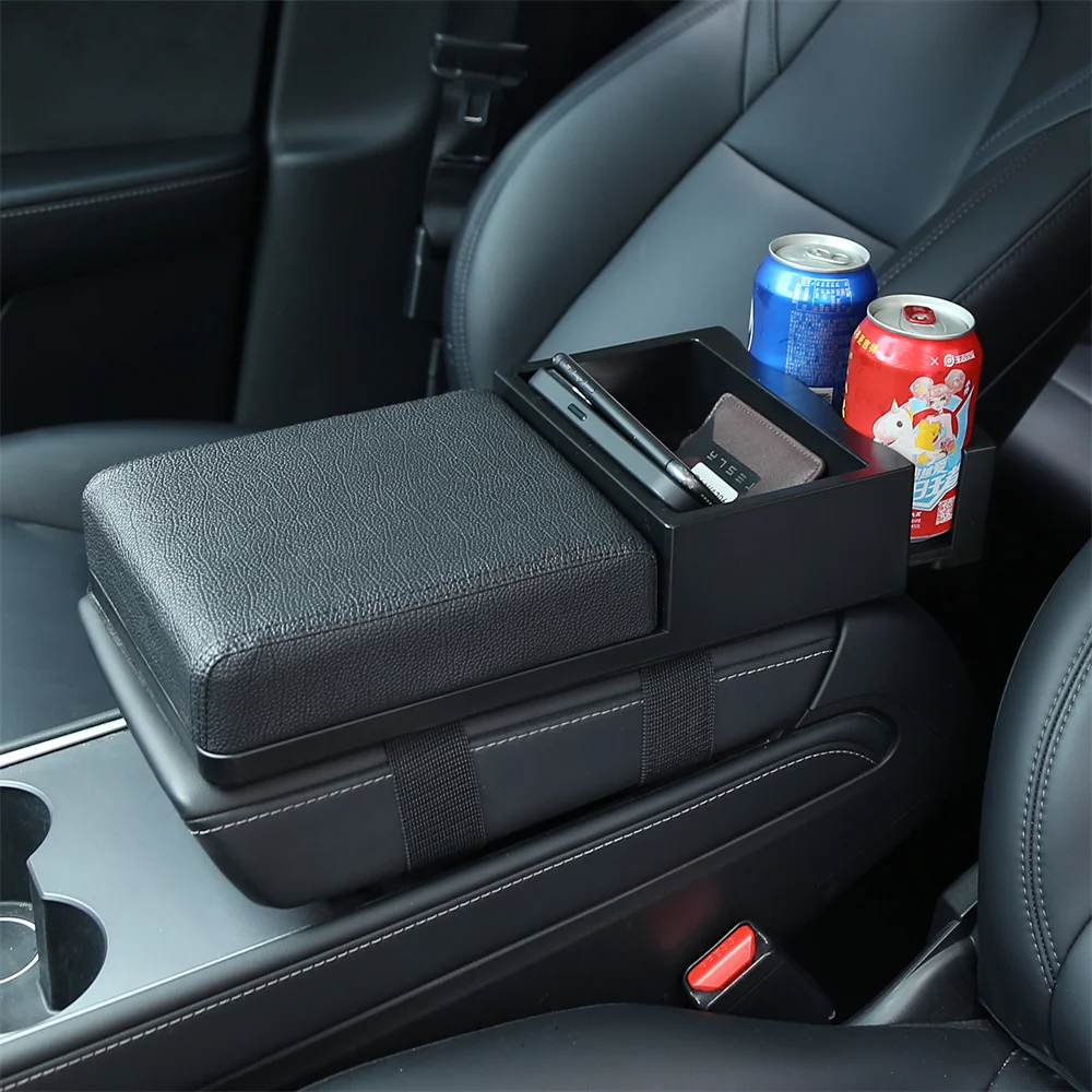 Auto Center Console Armrest Heighten Cushion With 2 Telescopic Cup Holder Tissue Box Auto Armrest Storage Box For Car Interior