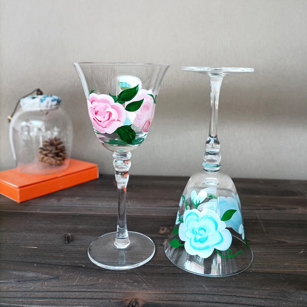 (Can Engrave Logo) 270ml Stained Crystal Glass Goblet, Wine Cup, Open-mouth Champagne Glass, Cocktail Cup