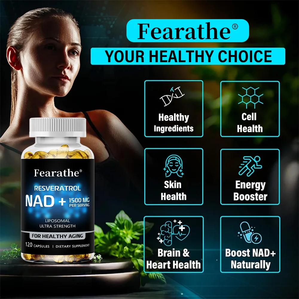 1500 ملغ-NAD+ مكمل مع ريسفيراترول لدعم الصحة الخلوية وتعزيز القدرة على التحمل ومحاربة الشيخوخة - كبسولات قوية إضافية