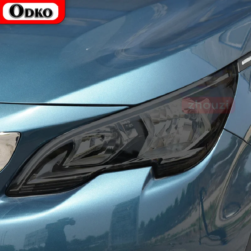 

2 Pcs For Peugeot 5008 2018 2019 2020 Car Headlight Tint Black Protective Film Protection Transparent TPU Sticker Accessories