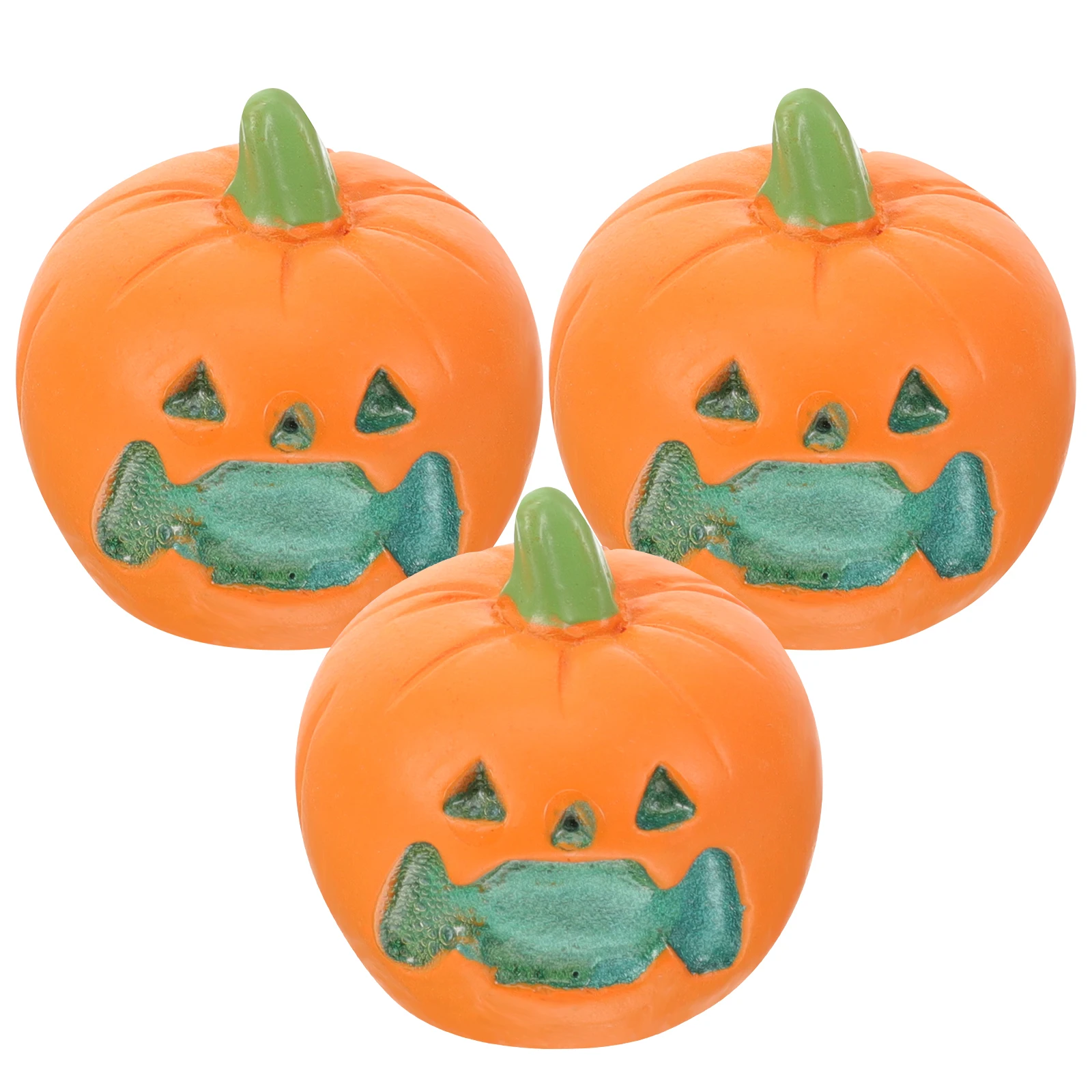 

3 Pcs Pumpkin Ornaments Decorations Halloween Candy Fish Tank Orange Aquarium Miniature