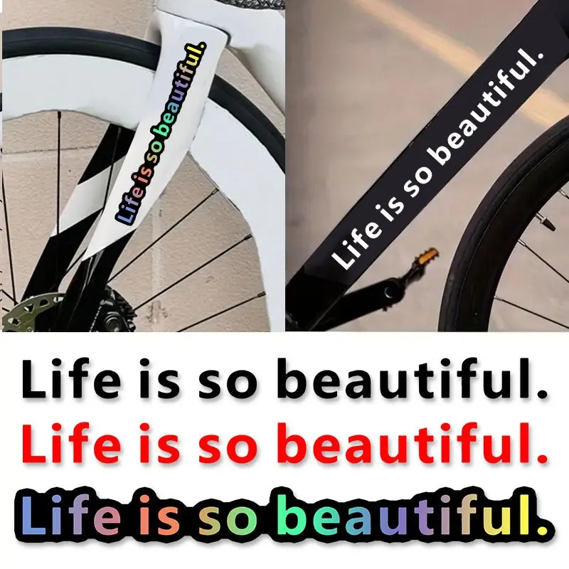 

Vinyl Sticker Waterproof Decal for Motorcycle Helmet Fairing Fuel Tank Decor 2Pcs/Set "Life Is So Beautiful"