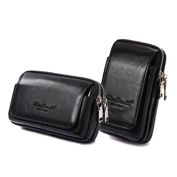 High Quality Men Genuine Leather Waist Pack Bag Coin Cigarette Purse Pocket Pouch Belt Bum Cell/Mobile Phone Case Fanny Bags