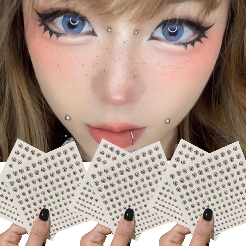 Coreano auto-adesivo falso lábio prego sobrancelha nariz anel sem piercing lábio unhas adesivo à prova dwaterproof água reutilizável corpo umbigo jóias