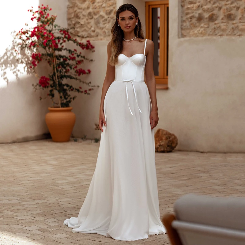 

Eightree Elegant White A-Line Wedding Dresses Boho Beach Sweetheart Chiffon Bridal Dress Women 2024 Wedding Prom Gowns Plus Size