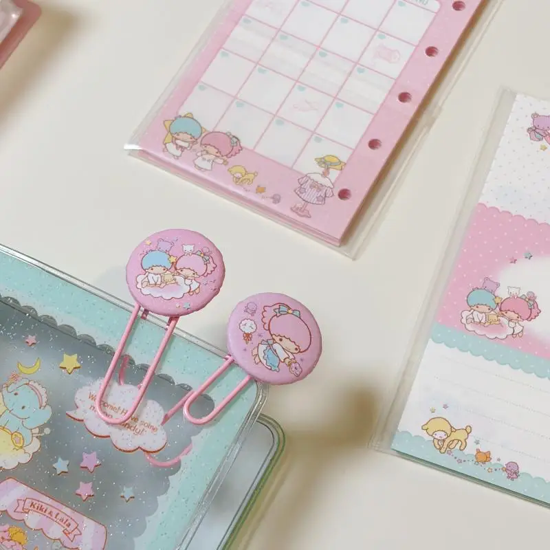 Kawaii Little Twin Stars Badge Bookmark New Japanese Anime Cartoon Character Student Reading Flash Sand Convenience Sign ToyGift