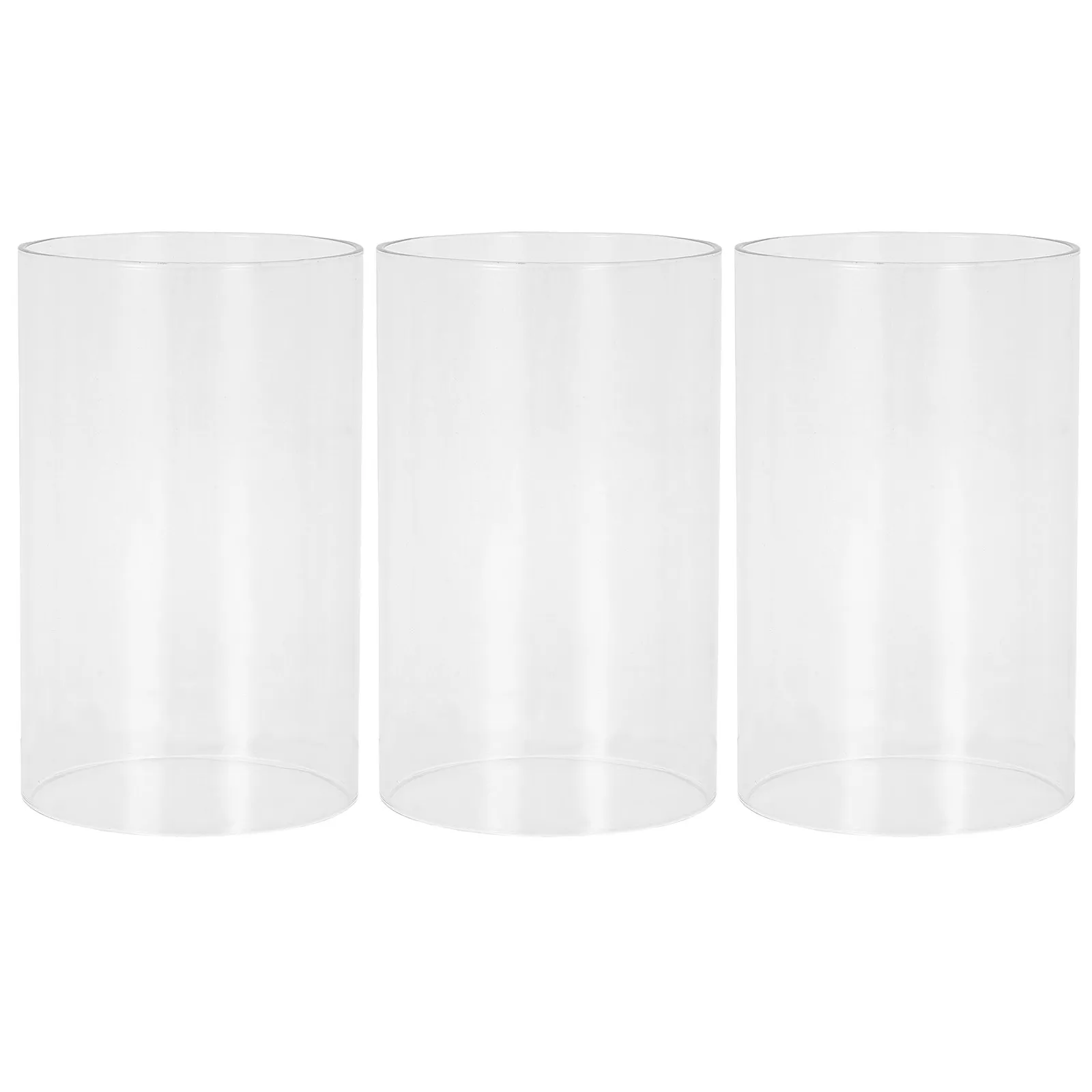 3Pcs Glass Cylinder Shade Replacement Windproof Transparent Cover Protector for Large Pillar Candles Wedding Outdoor Use