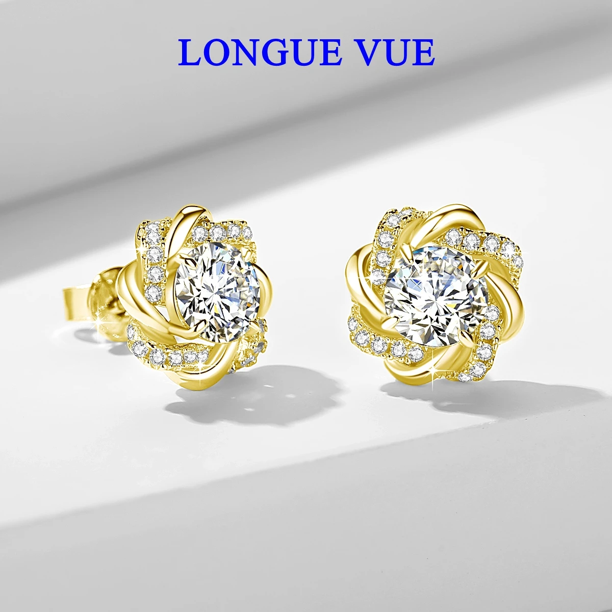 

Серьги-гвоздики с муассанитом и цветком, сертифицированные GRA, 14-каратное золото, вечерние свадебные серьги для женщин, ювелирные изделия