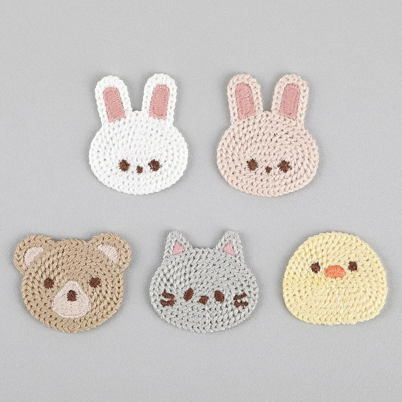 Little Bear Rabbit Cute Chicken Cat Cartoon Embroidered Cloth Sticker Bag Hair Woolen Sweater Shoes and Socks Accessories