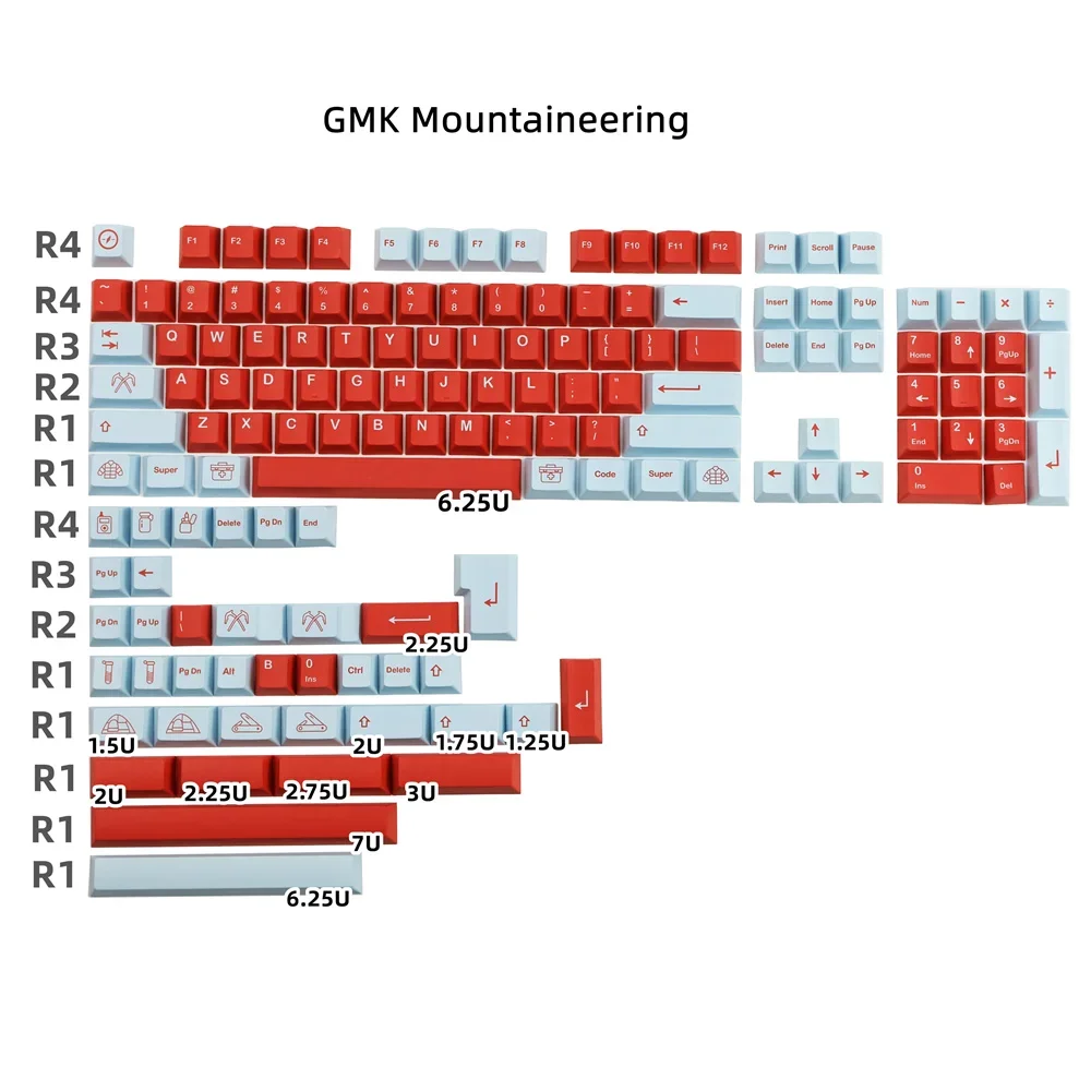 GMK Keycap Clone Mountaineering PBT Keycap Cherry Profile DYE Subbed For GH60 61 64 68 75 84 96 104 108 Mechanical Keyboard