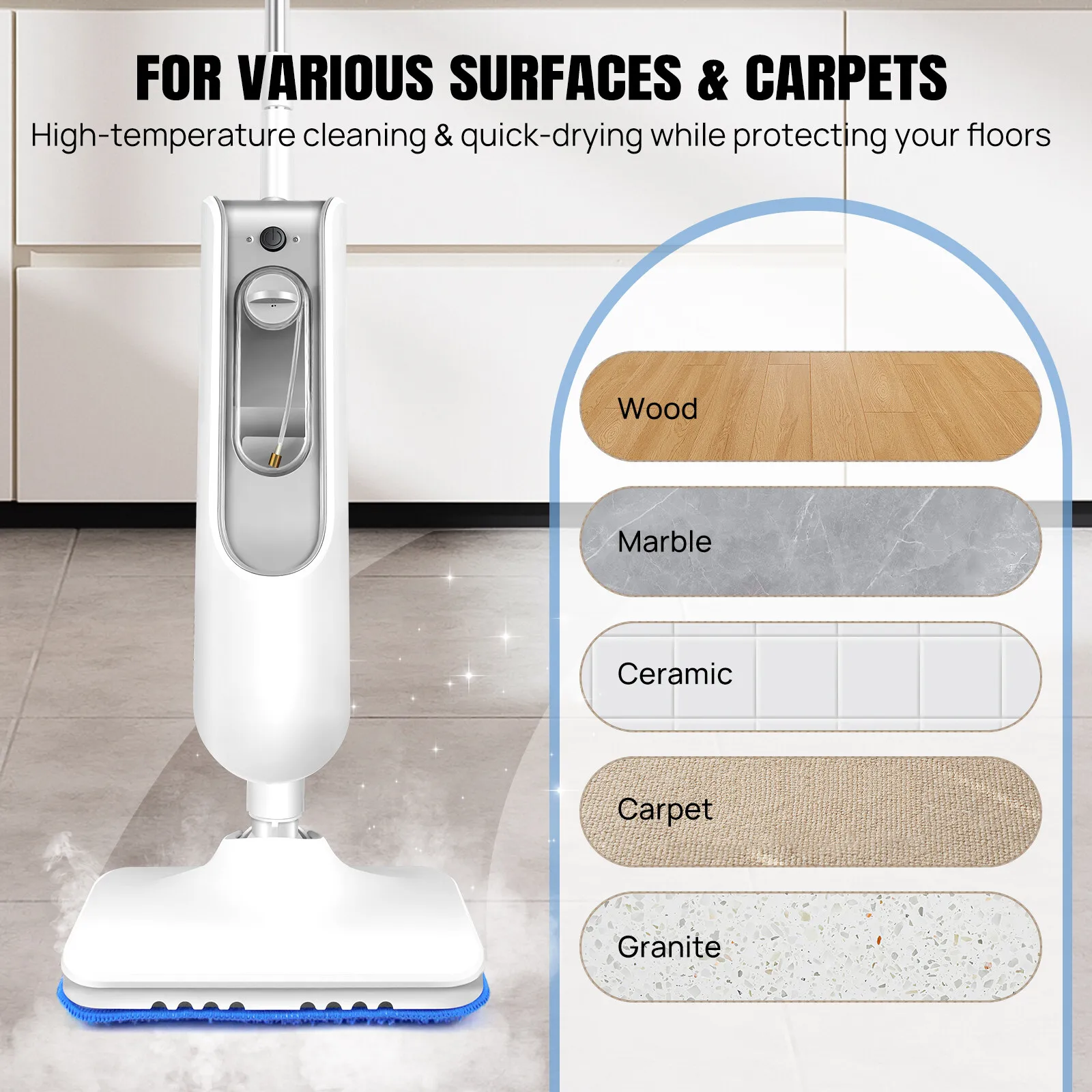 Steam Mop Cleaner for Home, High Temperature Steam Cleaner Air Conditioning Kitchen Cleaning Machine Steam Mop for All Floors