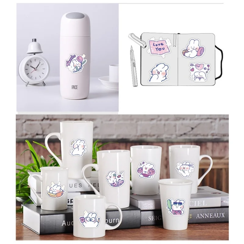 ملصق جرافيتي على شكل أرنب Mongmong لطيف/50 ملصقات على الجدران لمذكرات اليوميات حقيبة القصاصات الهاتف صائق #6