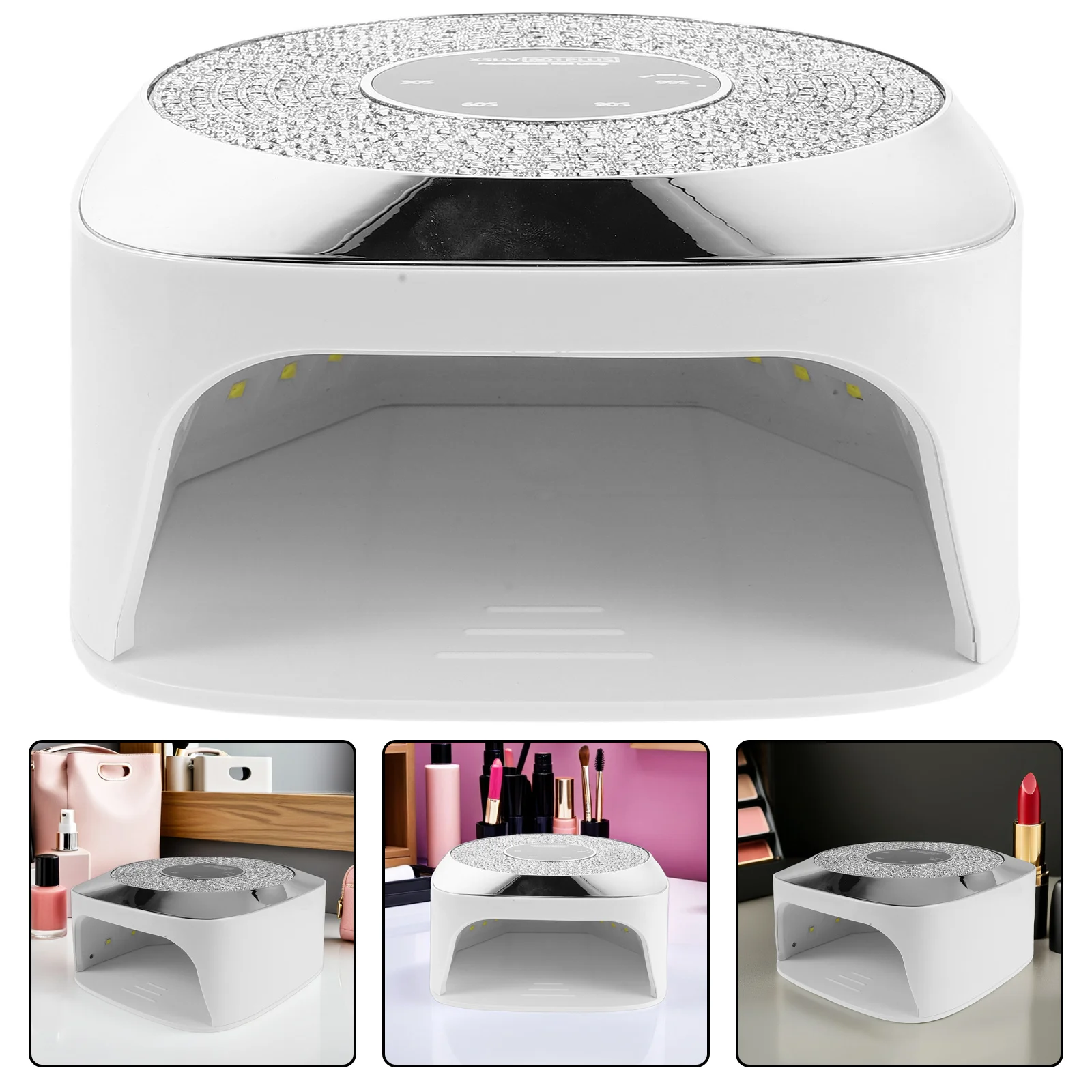 Lampada per unghie UV a LED ad alta potenza da 48 W per la cura del gel ad asciugatura rapida con sensore intelligente e specchio pieghevole Ideale per la casa e il salone