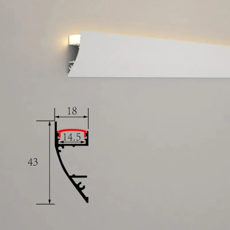 Wall Washing LED ALuminum Profile Surface Mount Baseboard Channel Floor Wall Decor Top Corner Line Bar Strip Lights