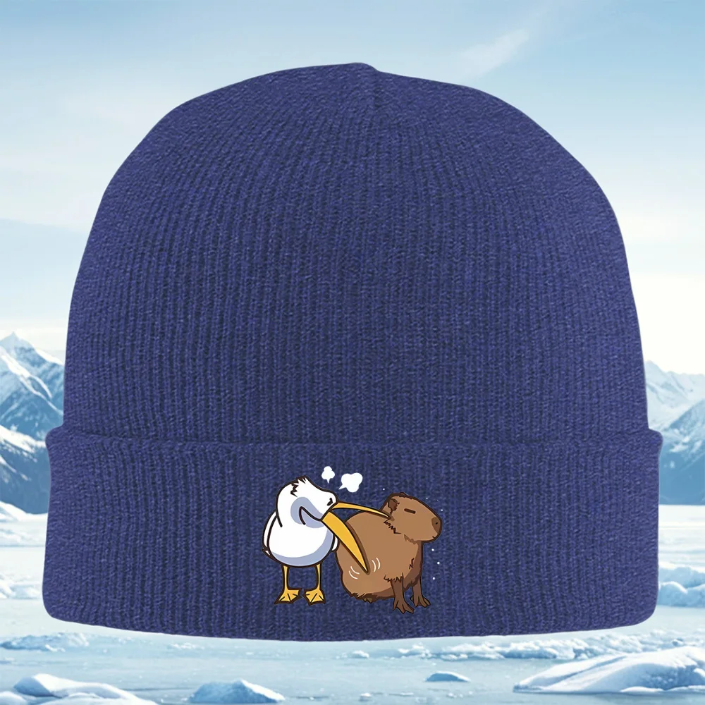 Bird is scratching body de capibara hombres mujeres Unisex gorro de punto gorro jersey invierno térmico cálido Navidad ciclismo