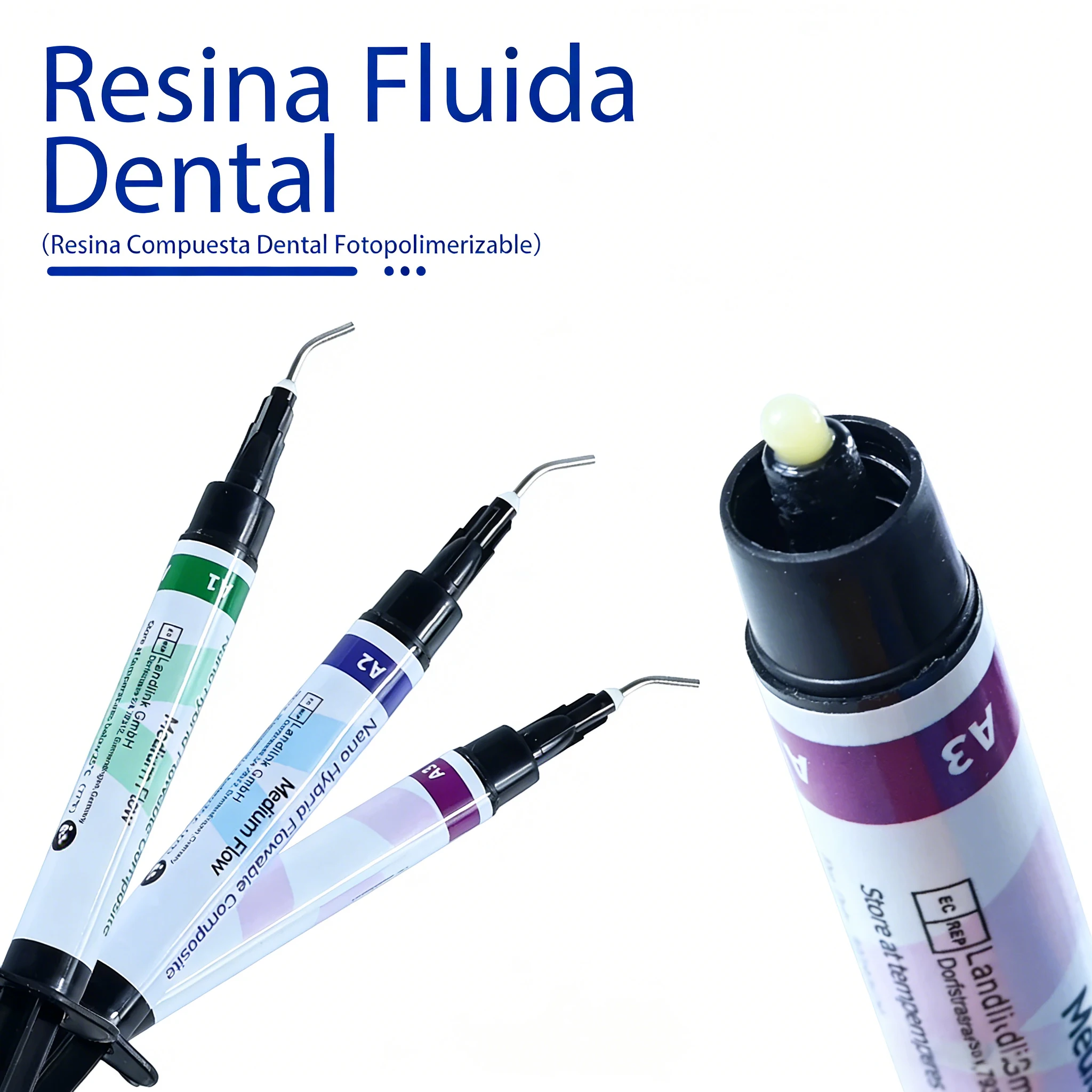 4 pièces Résine dentaire composite fluide photopolymérisable A1 A2 A3 A3.5, Gel de préparation, Adhésif, Outils de restauration orale