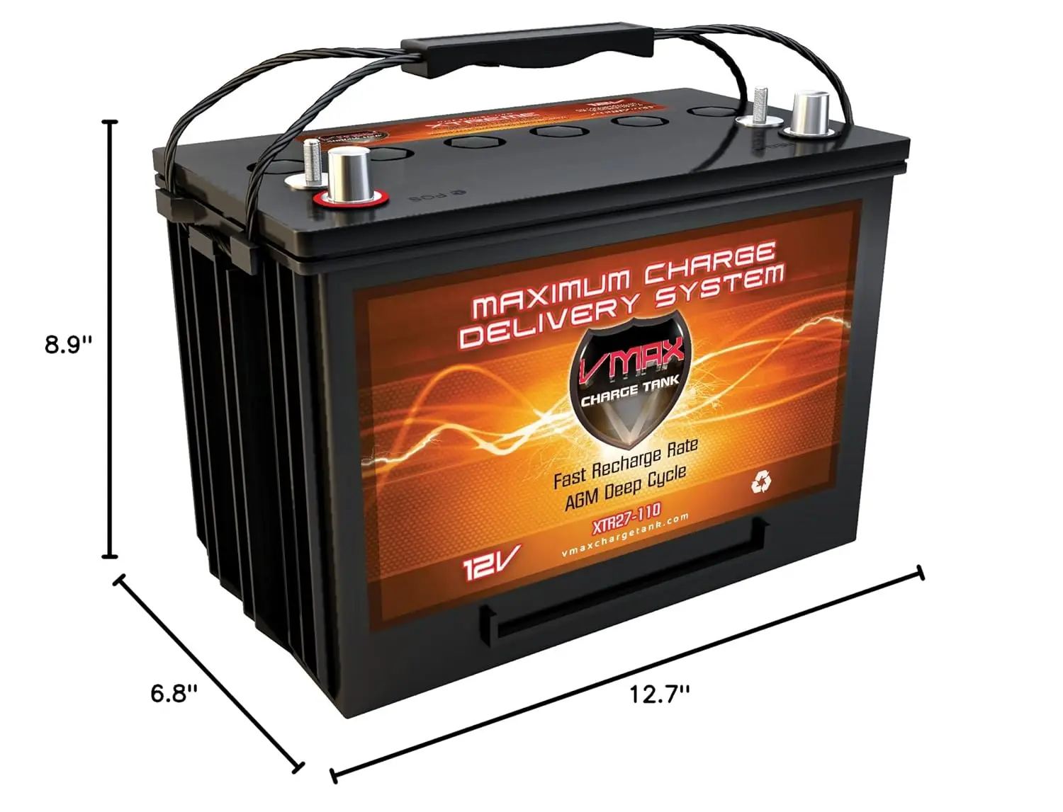 AGM Deep Cycle Marine Trolling Motor Battery 12V 110Ah Group 27 Boat RV Customized