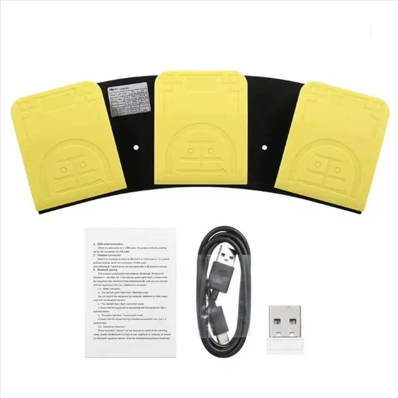 OvO StoreFS2020T1IR Yellow USB Interface, One-click Custom Shortcut Foot Stepping Mouse Keyboard Three-button Keyboard