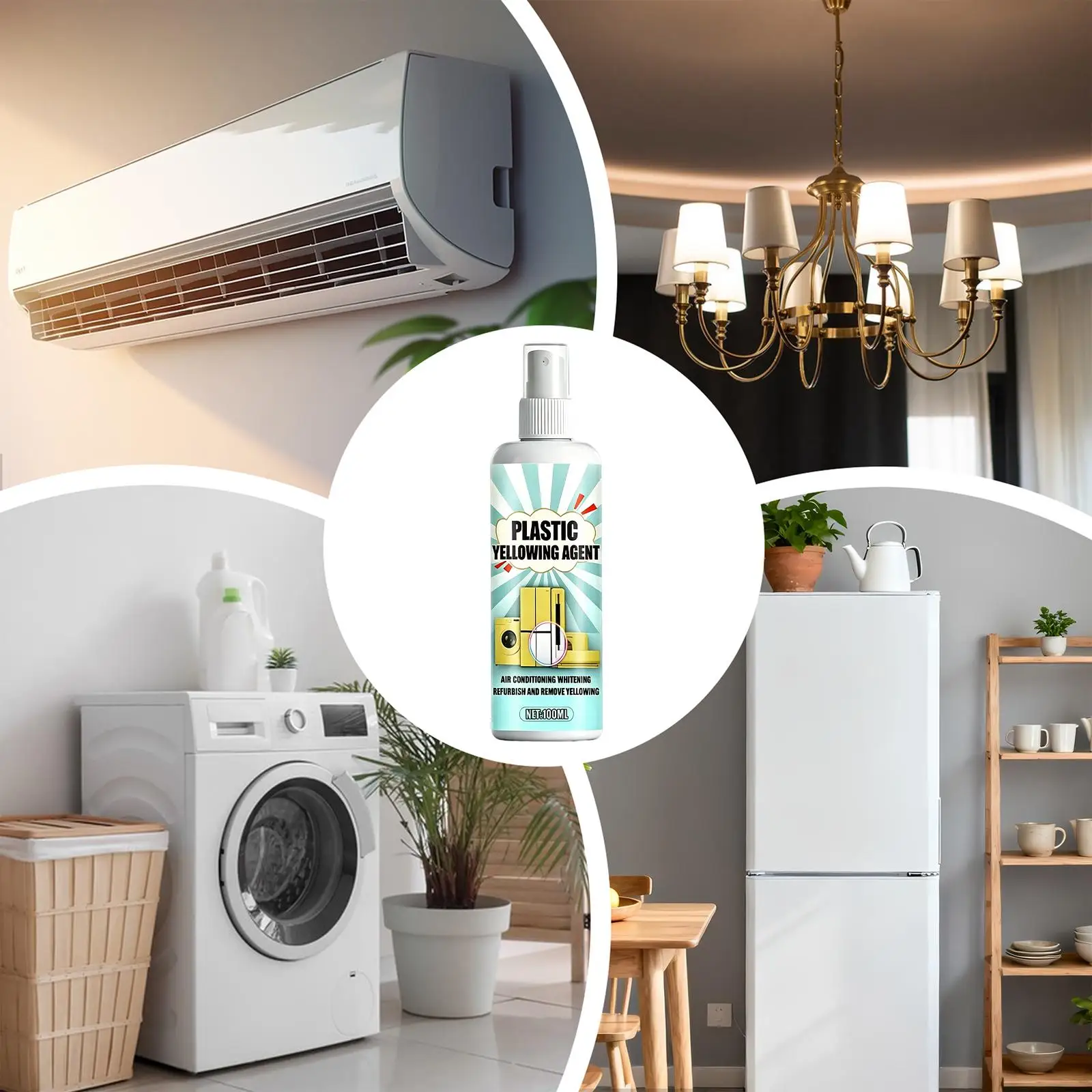 100ml Plastic Yellowing Removal Spray Instant Whitening Stain Cleaner Car Interior AC Screen Multi-Surface Safe Refurbishment