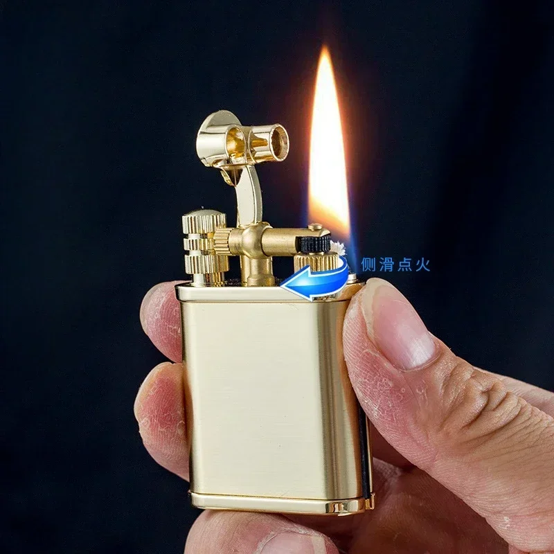 CHIEF-2 in 1 Cool Kerosene Lighter, Permanent Match, Antique Luxury Vintage Style, Refillable Lighters for Fire Cigarette Candle