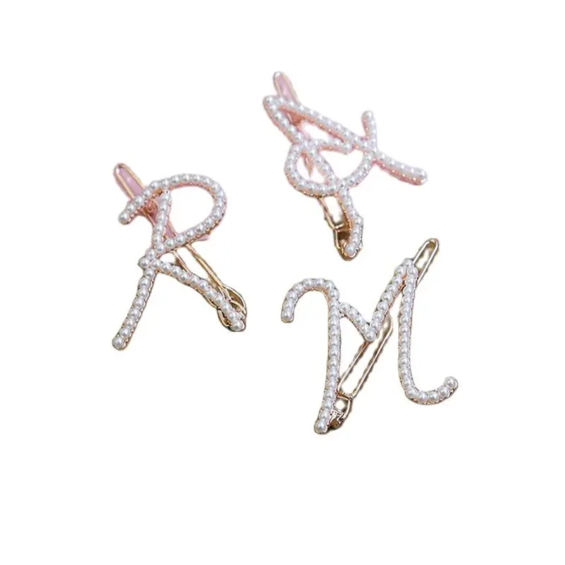 A M R Letter Pearl Hair Clips Large Hair Clips Pins Barrette Hair Clamps Accessories For Women Girls Weddings Parties