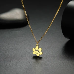 Sipuris Dog Paw Custom Grave Name Necklace para Homens e Mulheres, Aço Inoxidável, Hip Hop Pet Pendant, Joias para Pet Lovers 10 principais vendas diabolik lovers colar - №10