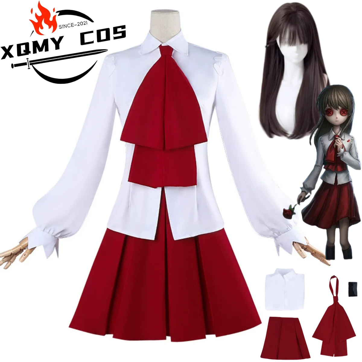 XqGame Identity V Alice Derose disfraz de Cosplay nueva piel Japón Corea del Sur JK uniforme falda peluca mujer Sexy carnaval Halloween Sui