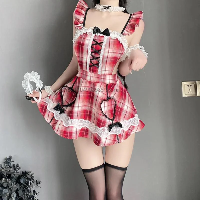 

Sexy Lingerie AV Actress Anime Maid Cosplay Costumes Japnese Miko Lingerie Dress for Woman Pajamas Sleepwear Student Temptation