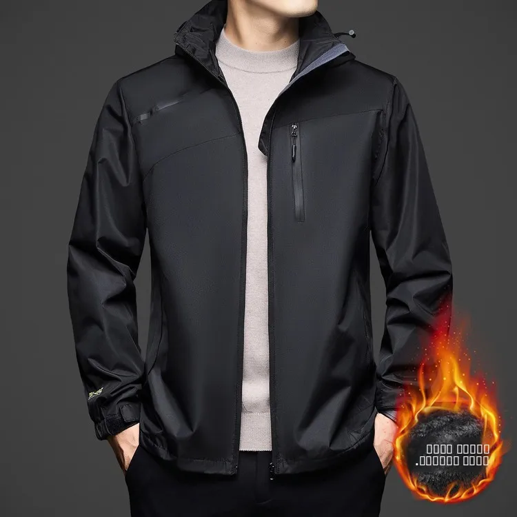 

Мужская зимняя куртка с отстегивающимся капюшоном, утепленная флисом, водонепроницаемая, морозостойкая, с воротником-стойкой, длинными рукавами