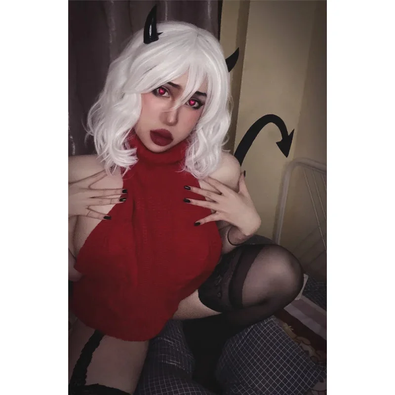 لعبة Helltaker لوسيفر Pandemonica Beezlebub Horns عقال للرأس على شكل تاج مشبك للرأس أغطية الرأس ملابس الشعر ملحقات الدعائم التأثيرية؛ 3، v'5.t