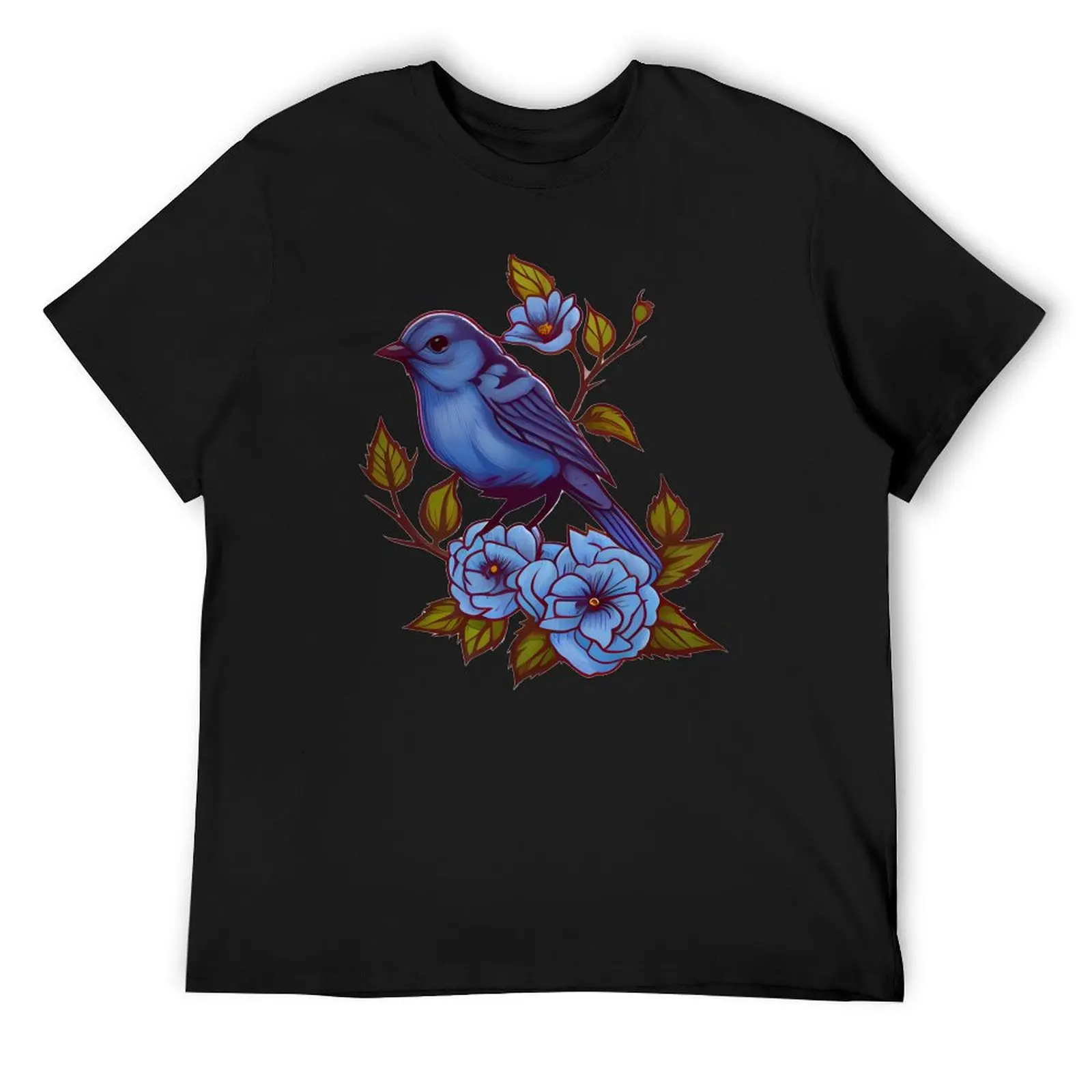 

Blue Birds Tattoo T-Shirt football t shirt gifts for boyfriend kawaii clothes customizeds Men's t-shirt