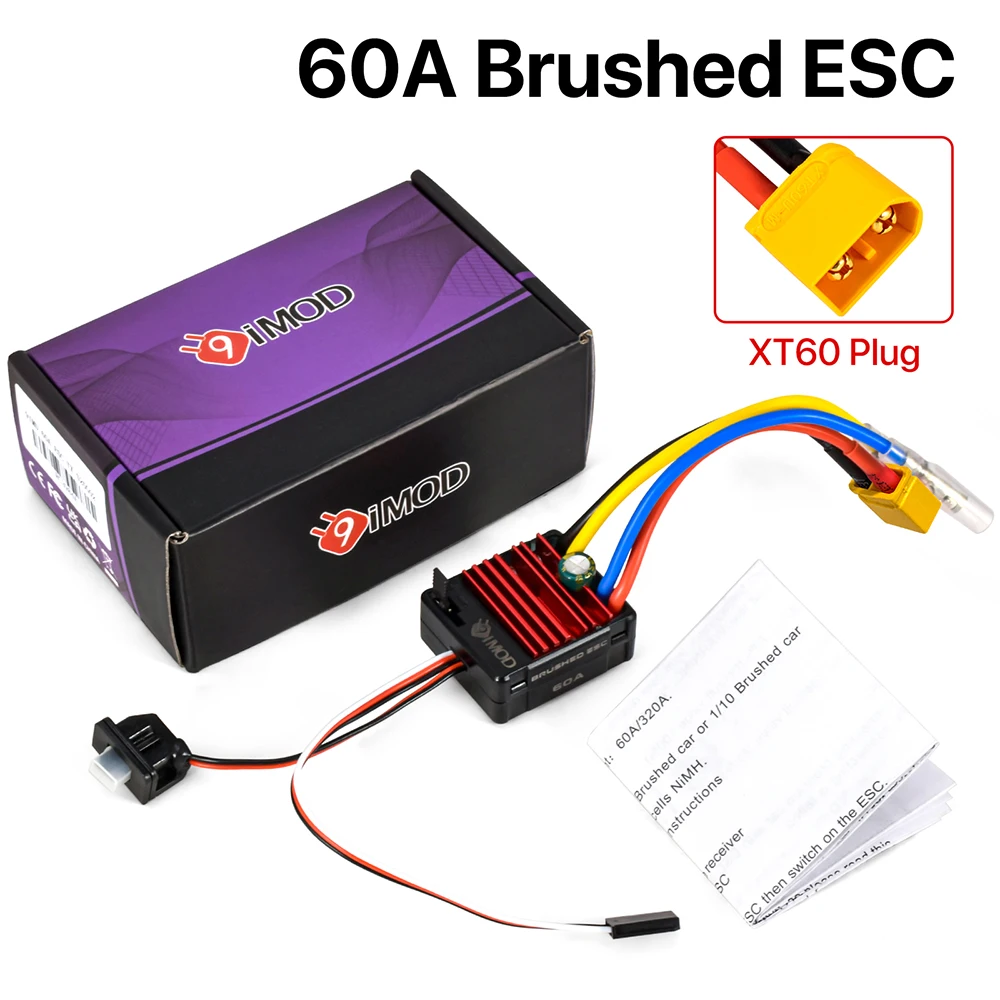 60A Brushed ESC IP65 Waterproof BEC 5V/2A  2-3S Lipo For 550 540 Motors For 1/10 RC Crawler Car Electronic Speed Controller