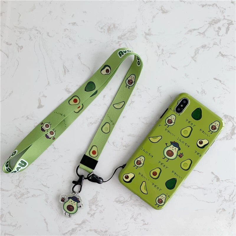 1pc Hot Avocado Cute Figures Lanyards Ribbon Keychain Mobile Phone ID Card Pass Gym Badge Holder Hang Rope Neck Strap