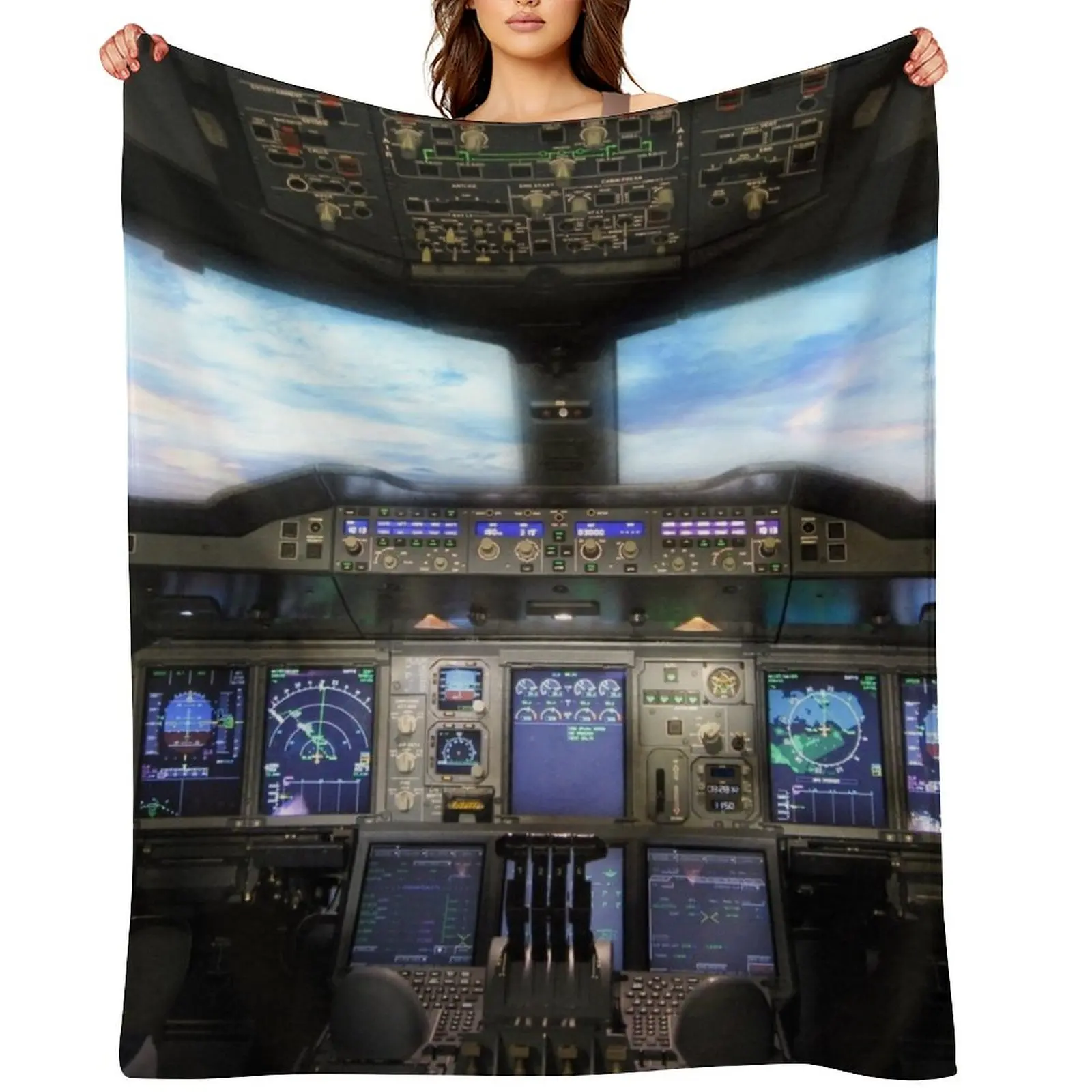 

Airbus A380 Cockpit Throw Blanket Vintage Luxury Designer funny gift Blankets For Bed Blankets