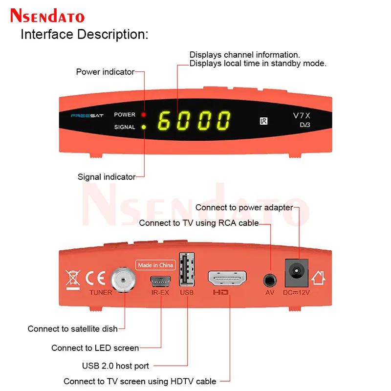 Freesat V7X DVB-S/S2 Satellite TV Receiver 1080P Full HD H.264