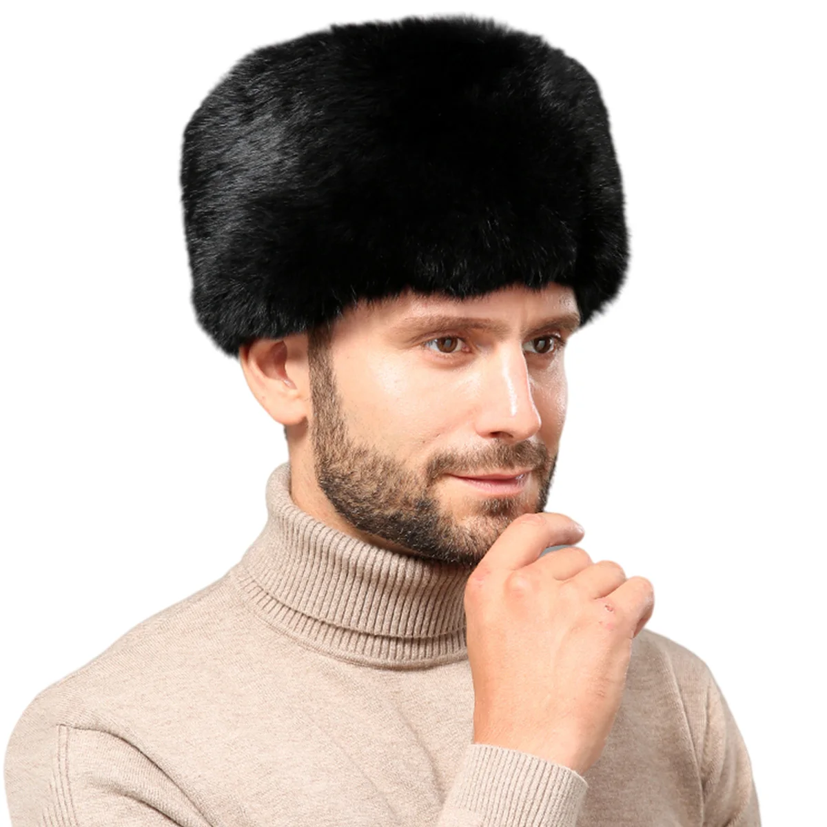 

Real Rabbit Fur Hat Warm Beanie Cap Outdoor Headwear Travel Ski Russia Natural Winter Accessories Authentic Rabbit Fur Ball