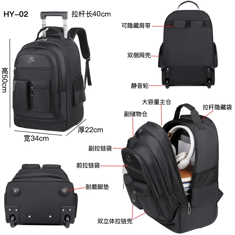 16inch Oxford Cloth Rod Backpack Anti-splashing Large Capacity Men and Women Business Travel Multi-functional Electric Storage