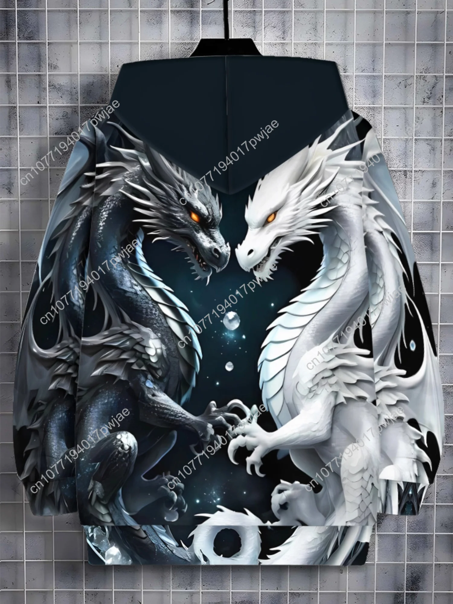 Мужская толстовка на молнии с принтом дракона — легкий, прочный полиэстер, дышащая ткань для активного отдыха, путешествий и повседневного использования