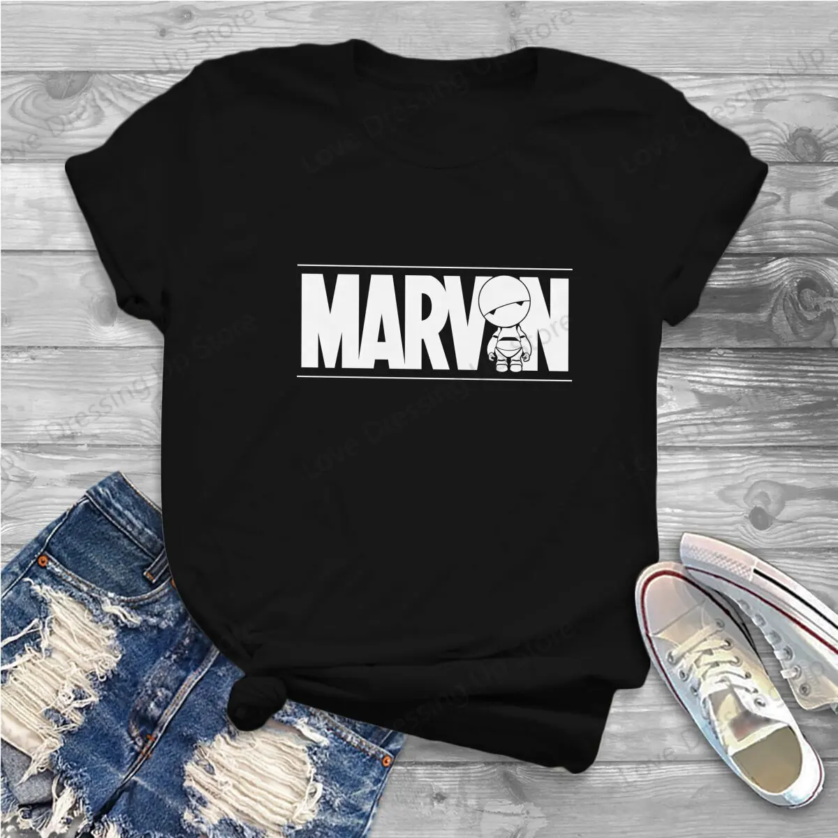 Marvelous Marvin Hiker Vintage O Neck TShirt  High Quality LooseGirl Tee Unique Summer Women's clothing