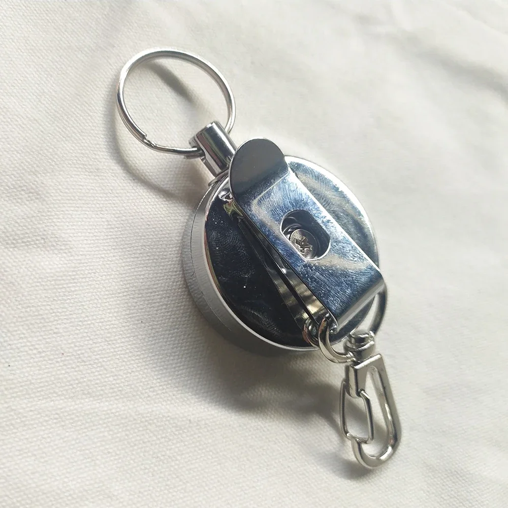 Metal ID Badge Holder Chest Staff Work Card Cover Case with Retractable Multifunctional Badge Reel Clips Keychain Pass Card Clip