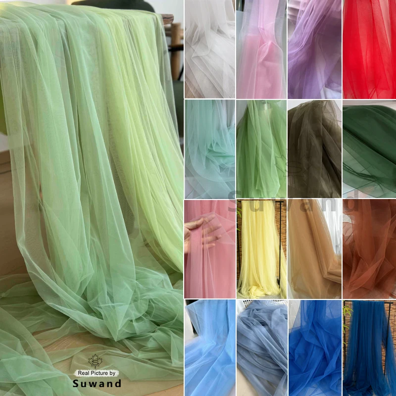 Brown Olive Soft Tulle Fabric Wedding Decoration Curtain Clothing Sewing Mesh Gauze Layout Chair Back Yarn DIY Tutu Material