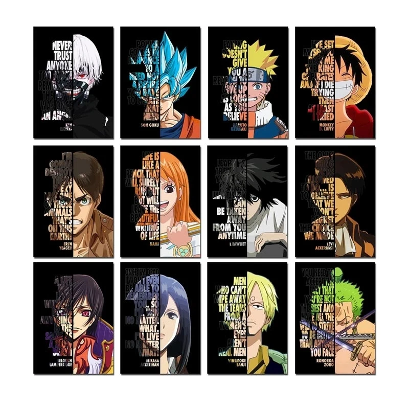 Classical Japanese Anime Naruto Manga Canvas Painting Motivational Quote Letter Poster Comic Figure Wall Art Home Decor Cuadros