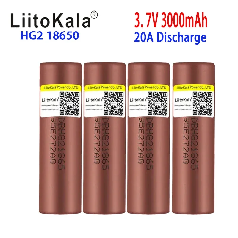 3.7v 18650 HG2 3000mAh lithium-ion rechargeable battery, continuous discharge 30A 100% original LiitoKala 18650 battery,