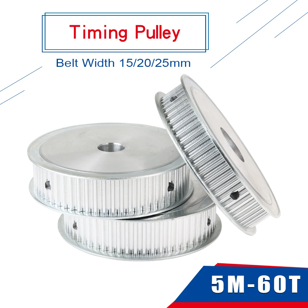 

Alloy Pulley 5M-60T Circular Arc Tooth Bore Size 8/10/12/14/15/16/17/19/20/22/25 mm Aluminum Pulley Wheel For 5M Rubber Belt