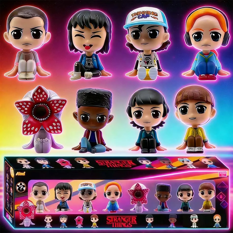 

Набор из 8 фигурок в стиле аниме «Что-то странное» (Stranger Things), версия Q, в позе сидячей позы, Джейн Ивс, Уилл Байерс, фигурка для рабочего стола, игрушка, подарок