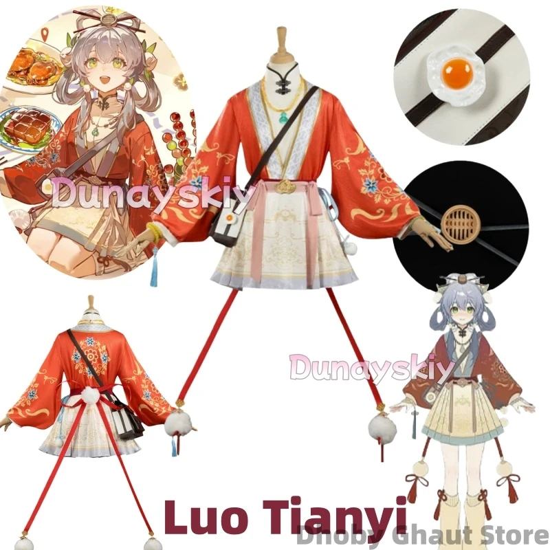 

Костюм для косплея аниме: Луо Тяньи (Божественный шеф-повар) — красное платье в древнем стиле, полный комплект для Хэллоуина, Нового года и выступлений