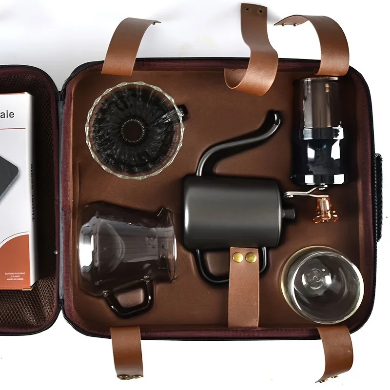 طقم قهوة للسفر الذواقة ، الفولاذ المقاوم للصدأ ، مطحنة يدوية ، أواني زجاجية ، إكسسوارات للكوب المثالي أثناء التنقل ، ماكينة صنع القهوة